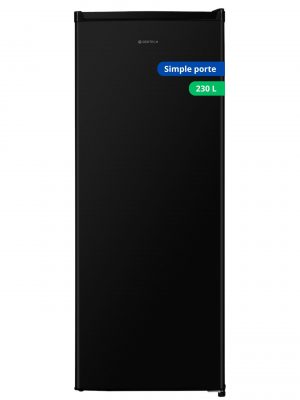 Réfrigérateur GEDTECH GSP230BL noir, simple porte, avec une capacité de 230L, au design élégant et moderne.