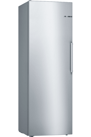 Réfrigérateur Bosch KSV33VLEP en acier inoxydable, au design moderne avec une porte simple et une poignée ergonomique.